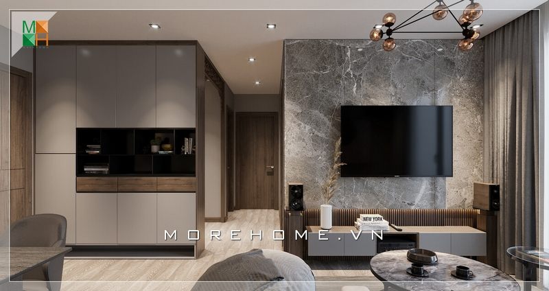 đá ốp vách tivi phòng khách